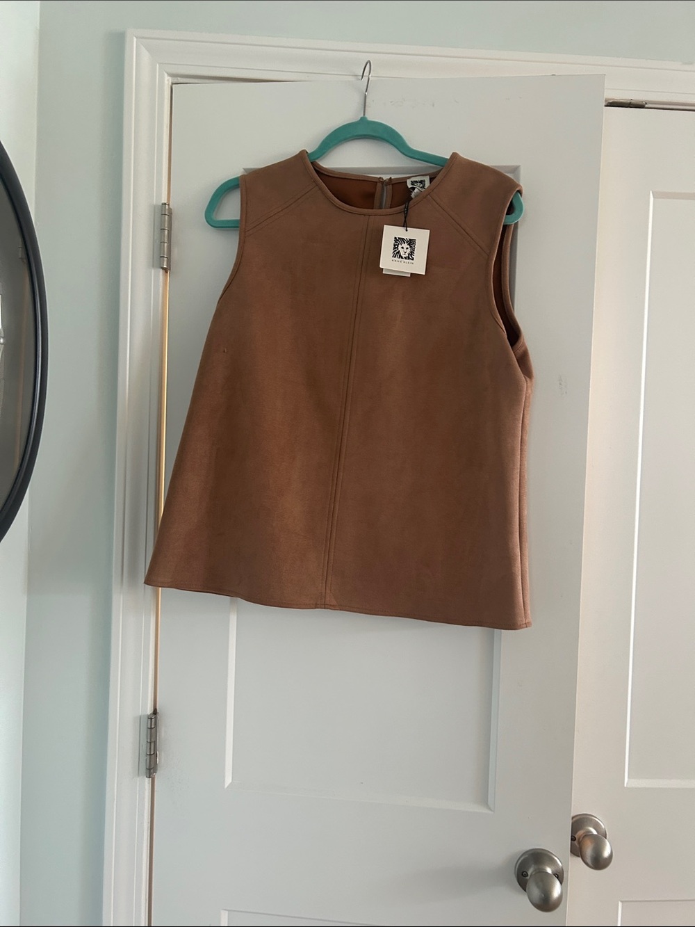 Anne KleinBrown Faux Leather Sleeveless Top